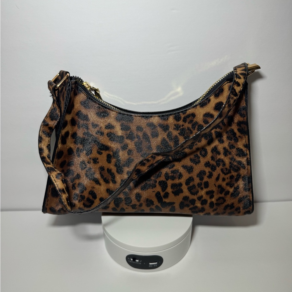 Amazon Leopard Print Shoulder Bag - Brown and Black